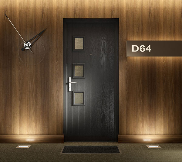 grey internal fire door and frame for an apartment