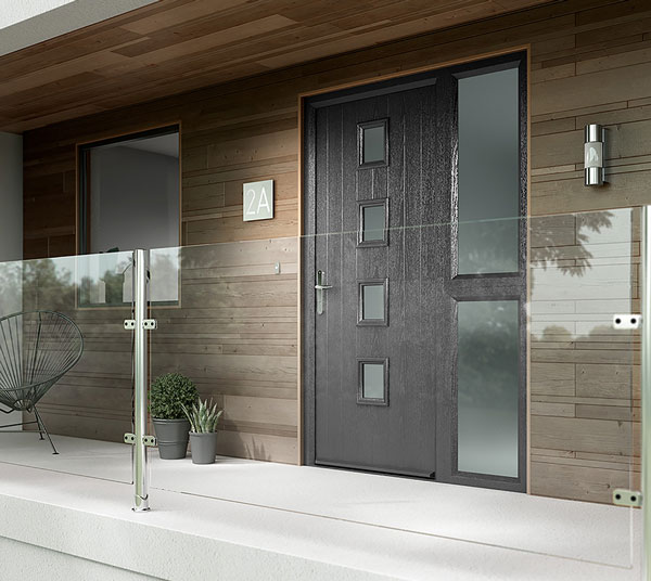 grey fd30 fire door and side panel