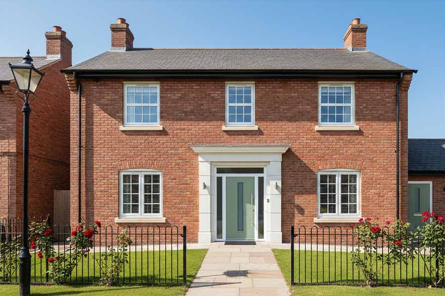 agate grey smooth composite door with long stainless steel handle