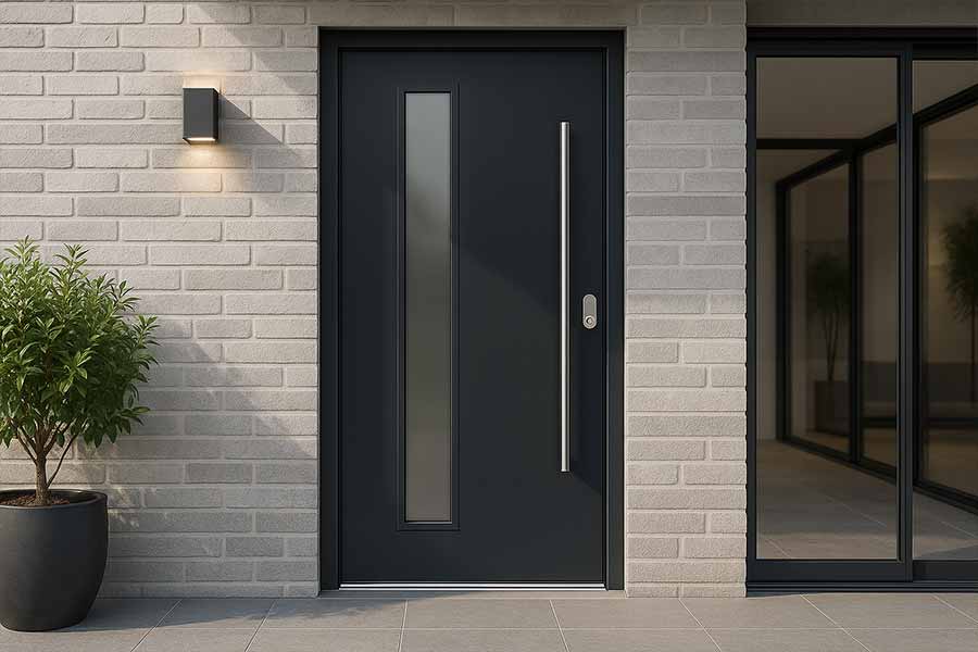 smooth effect modern composite door in grey