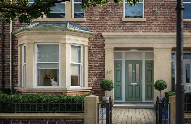 white composite front door