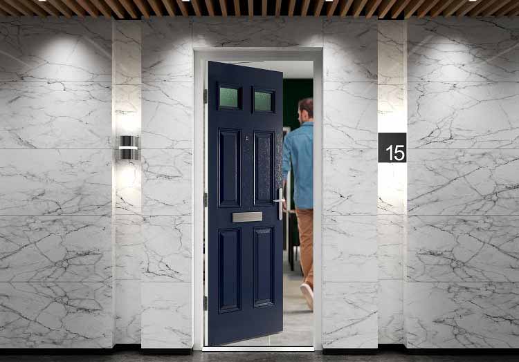 blue composite fire door for flat