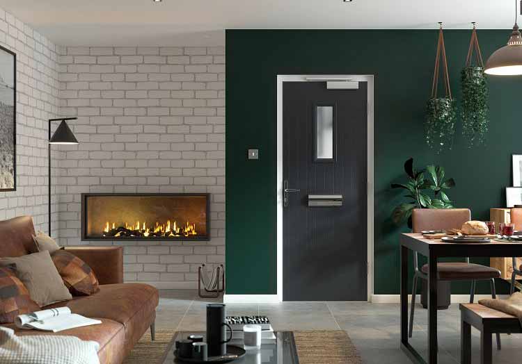 grey external composite fire door