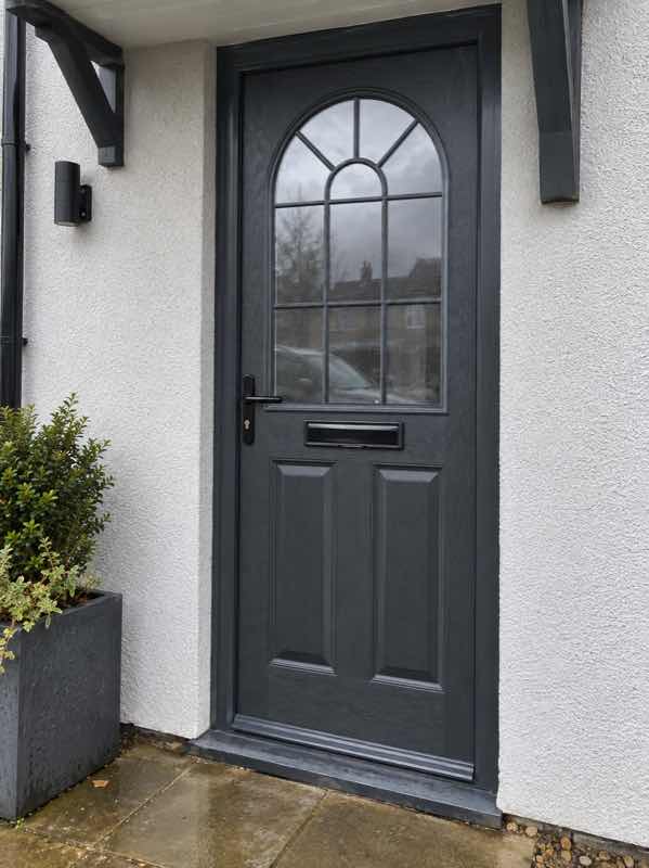 2 Panel Sunburst Composite Front Door in Anthracite Grey