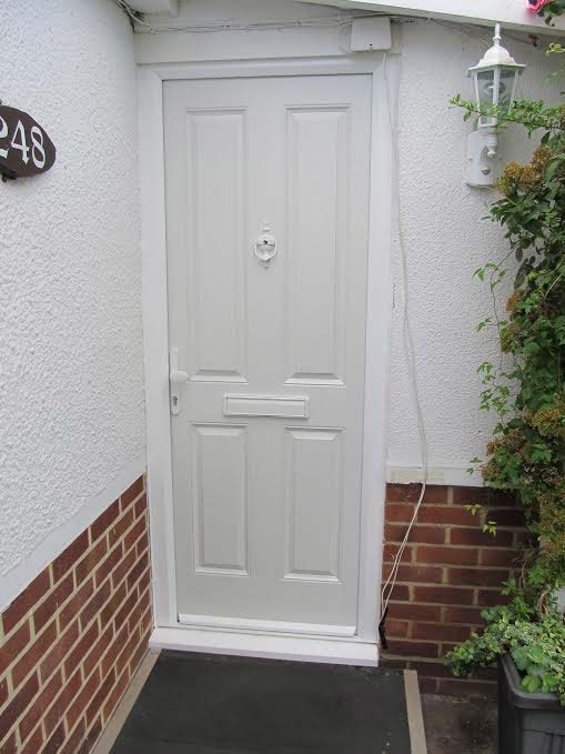 4 Panel Solid Composite Front Door in White