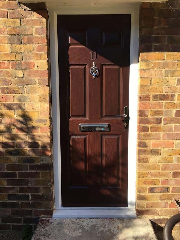 6 Panel Composite Front Door in Darkwood