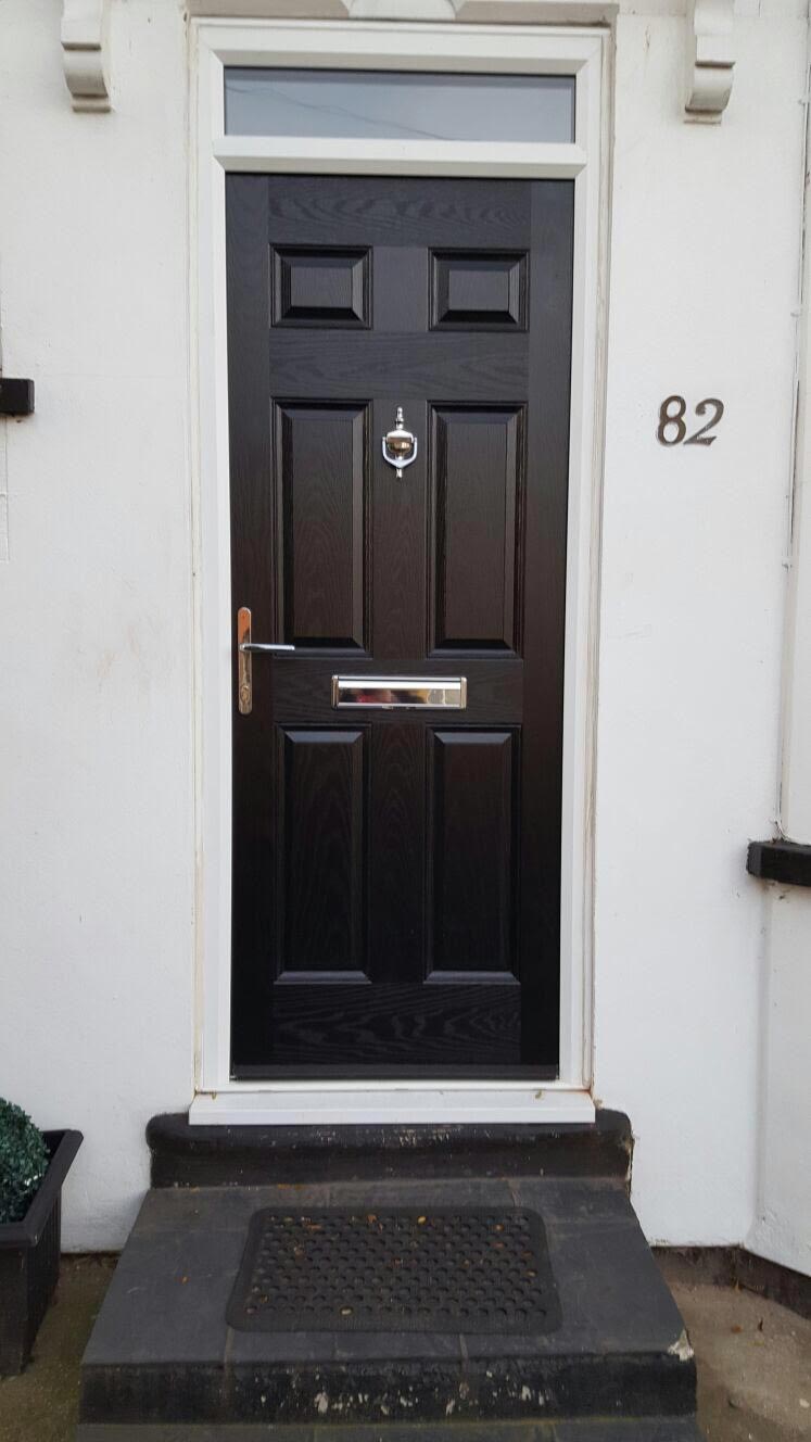 6 Panel Composite Front Door in Black