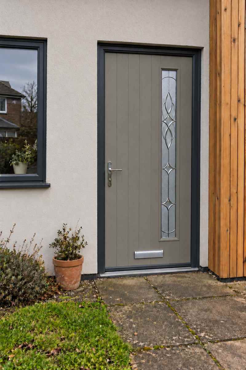 Cottage Long (off set) Elegance Composite Front Door in Pebble Grey