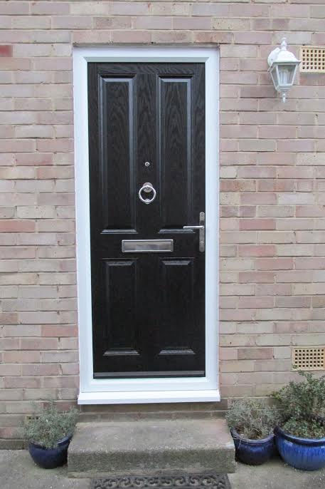 4 Panel Solid Composite Front Door in Black