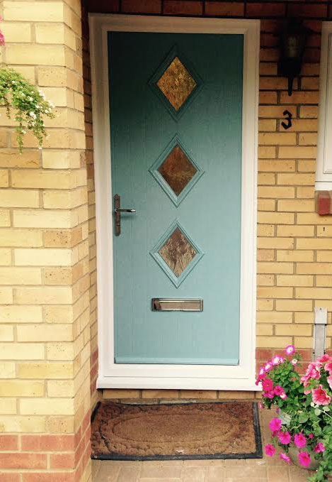 3 Diamond Composite Front Door in Duck Egg Blue