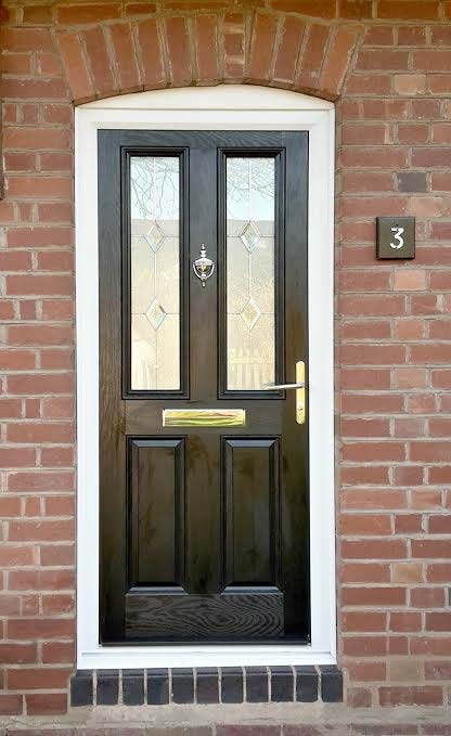 2 Panel 2 Square Classic Composite Front Door in Black