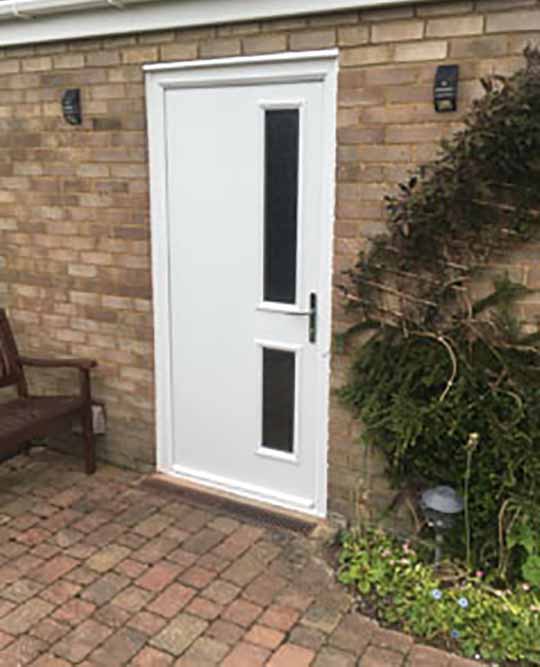 white composite back door