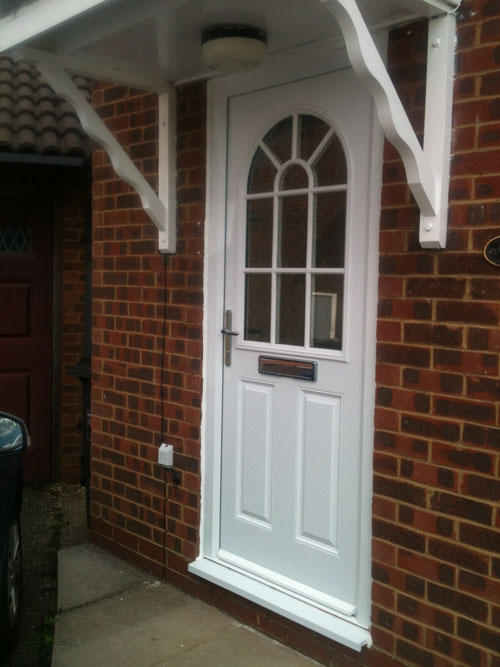 2 Panel Sunburst Composite Front Door in White