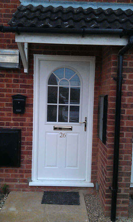 2 Panel Sunburst Composite Front Door in White
