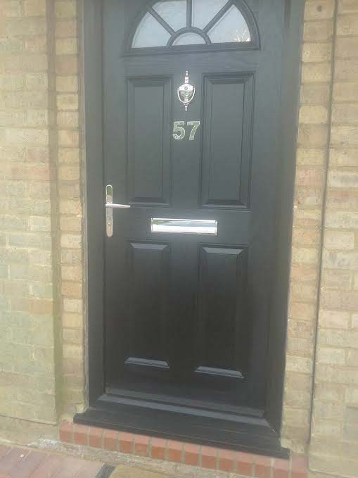 4 Panel Sunburst Composite Front Door in Black