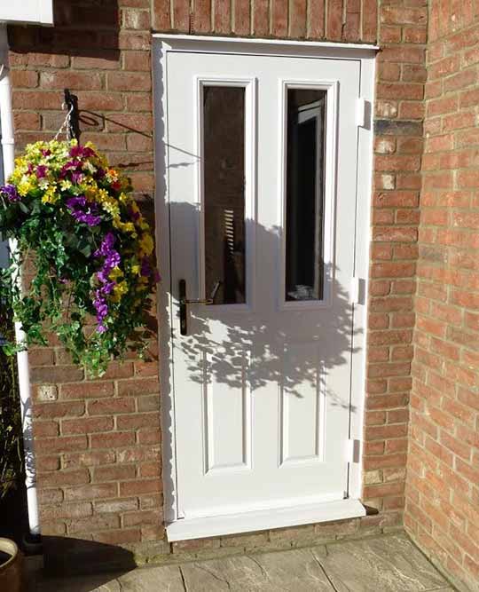 white composite back door