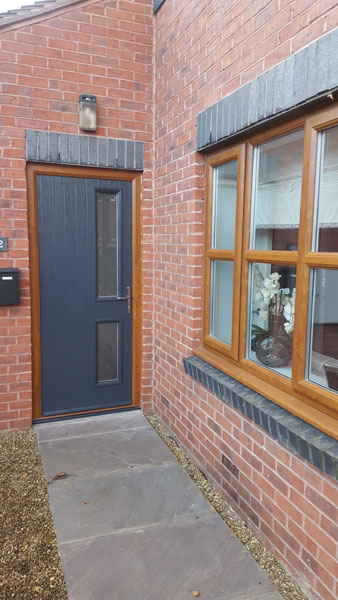 Twin Square Glazed Composite Front Door in Grey