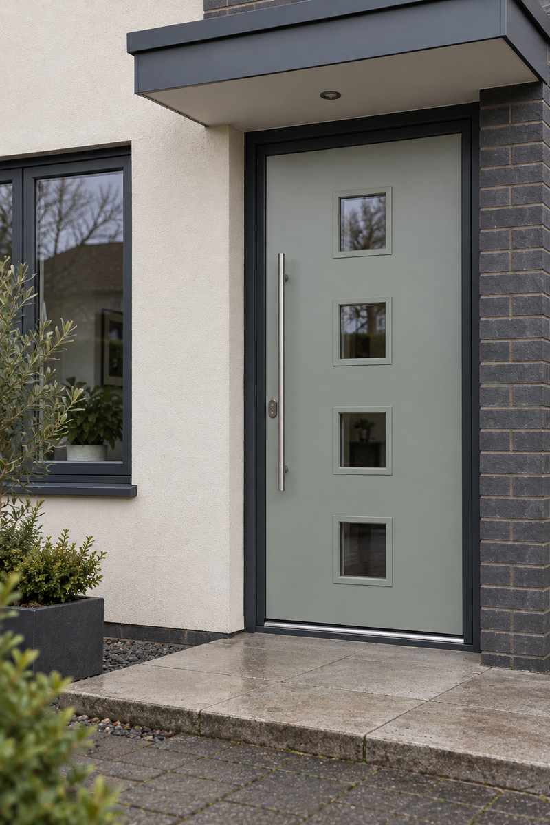 Links Square 4 Centre Smooth Composite Door in Agate Grey