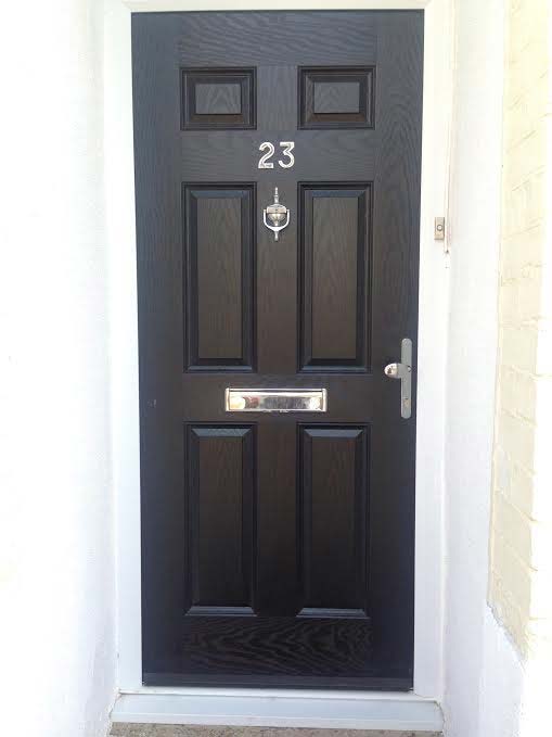 6 Panel Composite Front Door in Black