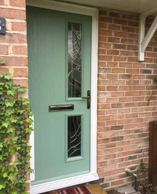 Twin Square Abstract Composite Front Door in Chartwell Green