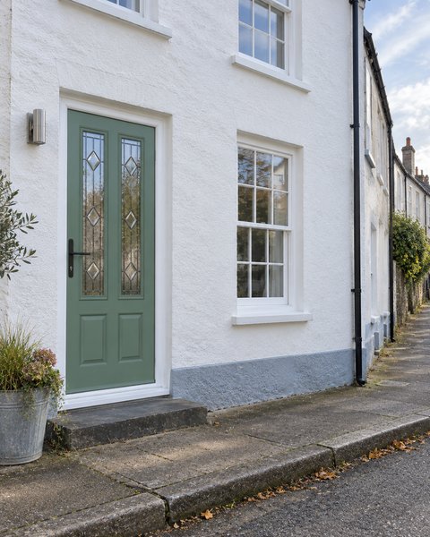 Oulton Composite Front Door Simplicity Glass in Chartwell Green