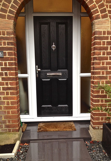 4 Panel Solid Composite Front Door in Black