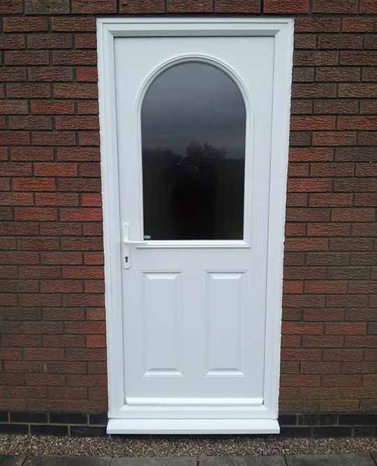 white composite back door