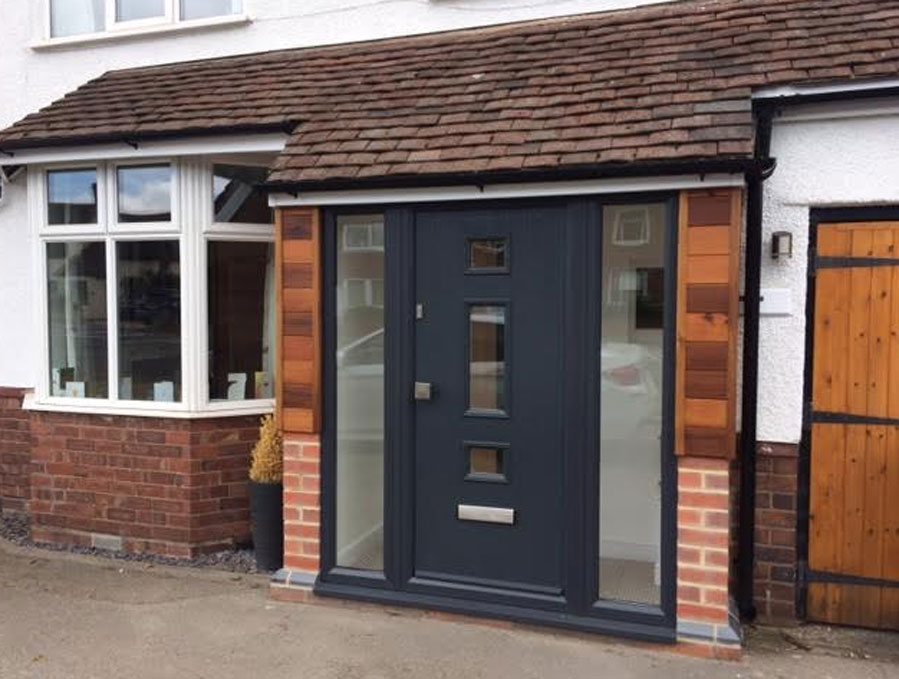 Mid 3 Square Glazed Composite Door in Grey