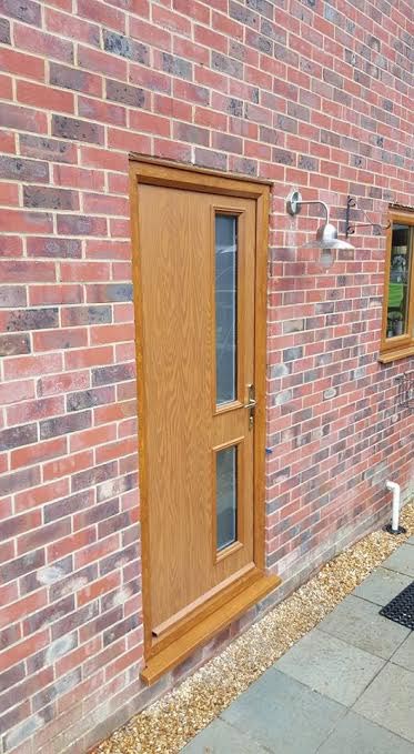 Twin Square Glazed Composite Front Door in Oak