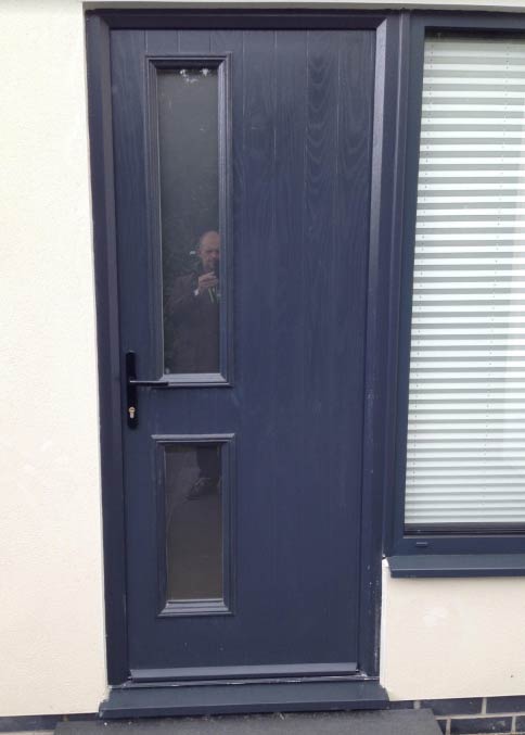 Twin Square Glazed Composite Front Door in Grey