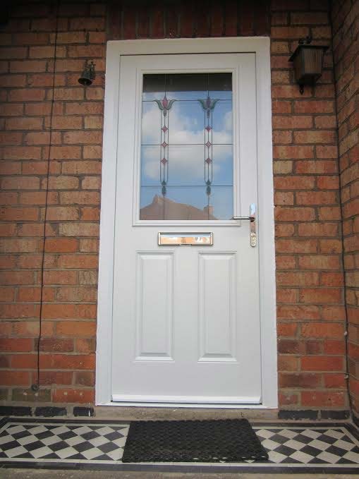 2 Panel 1 Square Fleur Composite Front Door in White